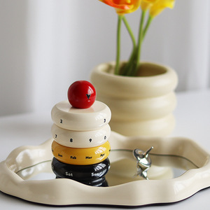 Calendário de Mesa Oval Criativo, Presente de Aniversário, Decoração para Escritório, Escola e Casa, Estilo Japandi, Calendário Perpétuo Rotativo - Product Image 3