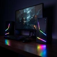 Altoparlante da gioco stereo 2.0 CH per PC con luci LED RGB Rainbow, audio migliorato e controllo volume facile da usare - Il più venduto