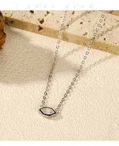 Vente chaude <span class=keywords><strong>prix</strong></span> de gros émail noir avec pendentif Zircon brillant collier géométrique 925 Sterling mode colliers en argent fin - Product Image 4