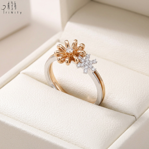 Anillo Apilable de Diamantes con Diseño 2 en 1, Hecho a Mano con Calidad Excepcional, en Oro Blanco y Rosa de 18K con Diamantes Naturales Reales - Product Image 3