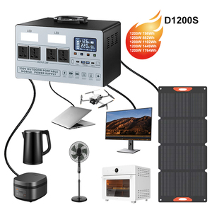 เครื่องชาร์จพลังงานแสงอาทิตย์ 1200W พร้อมสถานีพลังงานแบบพกพา แบตเตอรี่ลิเธียมเทอร์นารี คลื่นไซน์บริสุทธิ์ MPPT พอร์ต Type-C USB และไฟ LED - Product Image 1