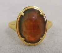 Bague d'humeur ovale facettée personnalisable à changement de couleur lumineux et sensible à la température pour femme, en argent sterling 925