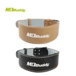 MDBuddy Cowhide Leather Weightlifting Training Gym Belt Waist Protection Lumbar Back Support for Men and Women