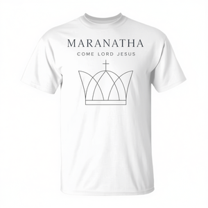 T-shirt chrétien Maranatha, design minimaliste moderne, blanc, taille adulte unisexe - Product Image 2