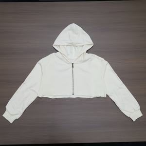 Sudadera con capucha y cremallera para mujer, estilo crop top, hombros caídos, holgada, personalizada, superventas del fabricante - Product Image 3