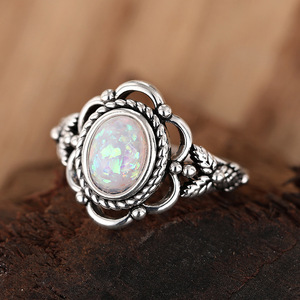 Anello floreale vintage per donna, stile opale, gioielli personalizzati alla moda - Product Image 3