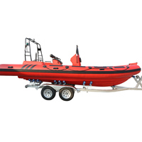 Bateau pneumatique certifié CE RIB-680B, tube en tissu PVC, fond en fibre de verre, bateau rapide pour les loisirs