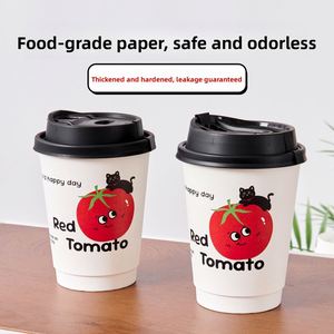 Gobelet en papier à double paroi épaissi de 12 oz pour boissons chaudes/froides, lait de soja et usage domestique – Idéal pour les plats à emporter - Product Image 4