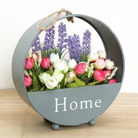Pot de fleur mural suspendu rond en fer, panier de fleurs créatif, décoration murale de salon, pendentif suspendu