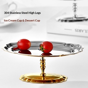 Eleganter ovaler Dessert-Servierständer aus Edelstahl 304 mit Fuß für Obstsalat, Eiscreme, Kekse, Kuchen und Partys - Product Image 2