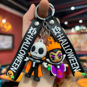 Vente en gros, Meilleure vente : Porte-clés et pendentifs en peluche squelette d'Halloween, en caoutchouc souple, adorables et mignons, prix pour machine à griffes - Product Image 1