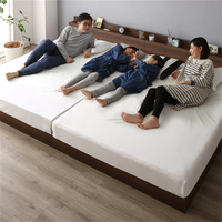 Vente en gros d'usine, lits en bois massif pour chambre à coucher, lit double moderne et chaleureux pour couple, cadre solide, taille king, panneaux en pin
