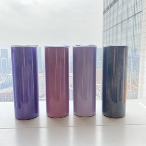 Usa Warehouse Wholesale Bulk Double Wall Vacuum 20Oz Straight Skinny Sublimation <b>Glitter</b> Tumblers With Straw - Product Image 3