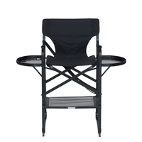 Chaise de maquillage pliante à pieds hauts, chaise de réalisateur avec hauteur supplémentaire, chaise de beauté avec double plateau et appui-tête