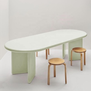 Table de salle à manger rectangulaire moderne, bureau de réunion ovale minimaliste pour la maison - Product Image 3