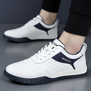 Mheicdy Men Round Toe White Synthetic <b>Leather</b> <b>Sneakers</b> Spring Anti Slip Rubber Outsole EVA Midsole Outdoor Hiking Shoes - Product Image 2