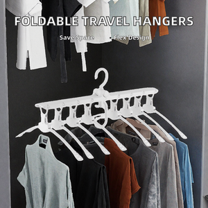 Cintres pliables portables vintage en plastique pour vêtements, accessoire flexible pour vêtements mouillés, gain de place, crochet simple pour salle de bain - Product Image 2