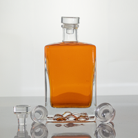 Bouteilles en verre vides carrées et rectangulaires de 500 ml, 750 ml, 1000 ml pour fruits, whisky et liqueurs, avec bouchon inviolable blanc LGG-04 – Vente en gros