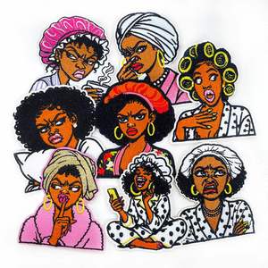Nuevo parche termoadhesivo bordado estilo americano de dibujos animados de la colección de pijamas de chica negra para decoración de equipaje, bolsos y ropa DIY - Product Image 4