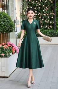 Robe midi décontractée et é<span class=keywords><strong>l</strong></span>égante à col en V, couleur bonbon, version X, pour femme, amincissante et ajustée à la taille, tendance, rajeunissante, été - Product Image 2