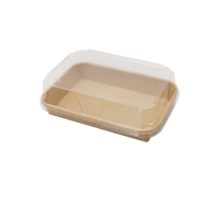 Barquette d'emballage alimentaire en papier kraft jetable, écologique et recyclable, pour pâtisseries, sushis et desserts à emporter, prête à l'emploi (PPWR)