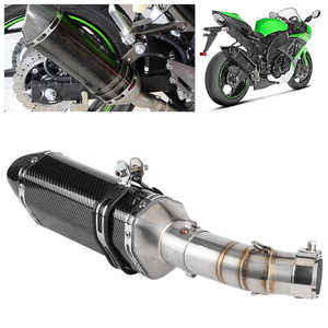Système d'échappement de tuyau de Fiber de carbone de Style à enfiler silencieux avec DB Killer adapté pour Kawasaki <span class=keywords><strong>Ninja</strong></span> <span class=keywords><strong>400</strong></span> Z400 2018 2019 <span class=keywords><strong>2020</strong></span> - Product Image 1
