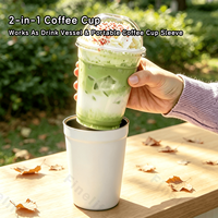 Gobelet isotherme en acier inoxydable à double usage de 355 ml, compatible avec les gobelets jetables pour boissons glacées, couvercle rabattable anti-fuite, logo personnalisé au laser, petite série