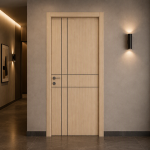 Modern White <strong>MDF</strong> Interior Door Minimalist Grooved Panel Design Well Sealed Finish 5 Year Warranty Bedroom Hospital Workshop - Product Image 2