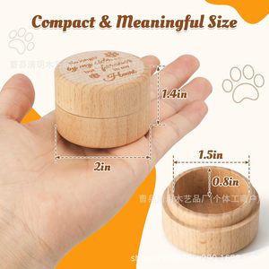 Wooden Pet Hair Keepsake Box 5.4 x 5.2 x 5.2 Cm Round Secure Storage <b>For</b> Fur Teeth <b>Ashes</b> Memorial Gift - Product Image 5