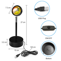 Projecteur LED avec lumière du soleil, la lumière du soleil, Projection de 10W, rotatif à 180 degrés, lumière arc-en-ciel romantique, rechargeable par USB, pour Photo