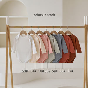 Langarm-Babystrampler Einfarbig Weiß Blanko mit Druckknöpfen Säuglings-Bodysuit Baby-Einteiler Strampler - Product Image 2