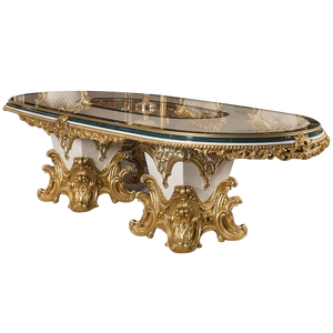 Set di mobili per sala da pranzo di lusso royal di fascia alta su misura tavoli da pranzo classici in legno con <span class=keywords><strong>foglia</strong></span> d'<span class=keywords><strong>oro</strong></span> - Product Image 6