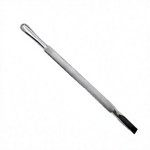 Pousse-cuticules double extrémité en acier inoxydable avec poignée moletée, outil de manucure réutilisable - Product Image 2