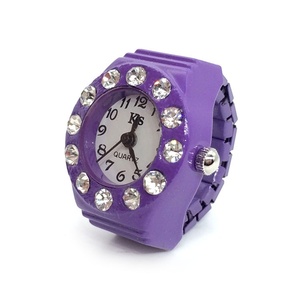 Vingerringhorloge Mode roestvrij staal ronde wijzerplaat Arabische cijfers Quartz elastisch minihorloge voor dames - Product Image 6