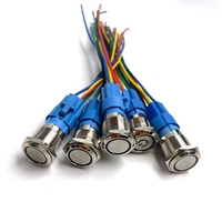 Interrupteur à bouton-poussoir en acier inoxydable de 16 mm, étanche IP65, avec voyant LED, auto-bloquant, auto-réinitialisant, symbole d'alimentation, 12V