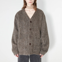 Cardigan en laine mohair épaisse unisexe de luxe, col en V, boutons, poches, tricot, manteau en tricot