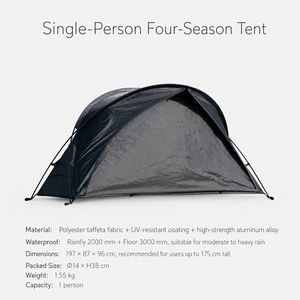 Tente de camping quatre saisons pour une personne, 2000-3000 mm, imperméable, pliable, compacte, abri portable pour le camping en plein air et la randonnée - Product Image 4