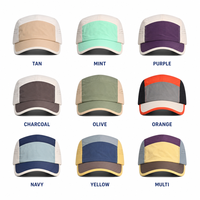 Casquette de camping 5 panneaux à visière plate, color block, imperméable, perforée au laser, séchage rapide, logo personnalisé, course à pied, camping, OEM, vente en gros, usine