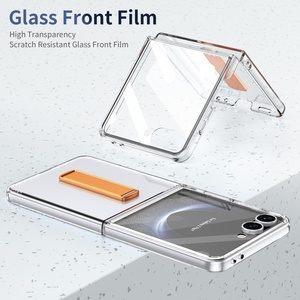 เคสโทรศัพท์แบบใสบางเฉียบสำหรับ Samsung Z Flip 8 7 6 5 4 พร้อมแถบรองรับ ป้องกันหน้าจอ ป้องกันการกระแทก ฝาหลังแข็ง - Product Image 4