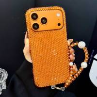 Coque de téléphone scintillante effet diamant pour iPhone 17 16 15 Pro Max, livraison gratuite avec chaîne, accessoires mobiles, livraison gratuite