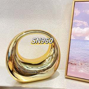 Oeuf d'oie acrylique transparent doré demi-lune nuage sac Banquet croissant pince boîte sac pochette haute qualité porté à la main bandoulière - Product Image 2