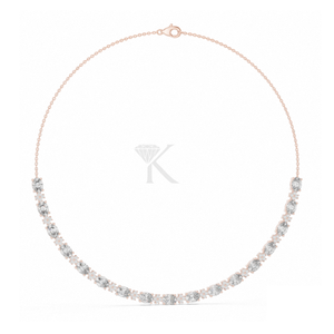 Collar de tenis East West con diamantes ovalados, oro macizo de 14K, cadena con racimo floral, diamantes cultivados en laboratorio, joyería fina para uso diario - Product Image 5