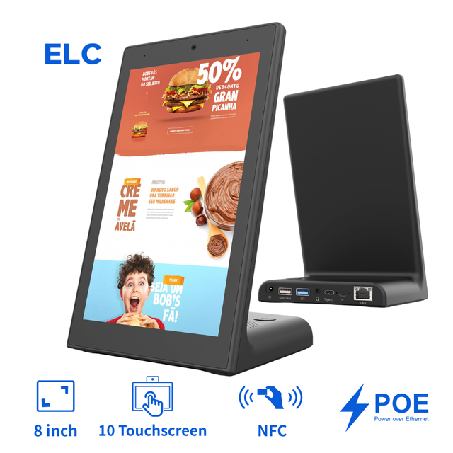 8 Inch L Shaped Android Touchscreen Tablet NFC PoE Interactive Display for Payment Evaluation AI Recognition Commercial Use