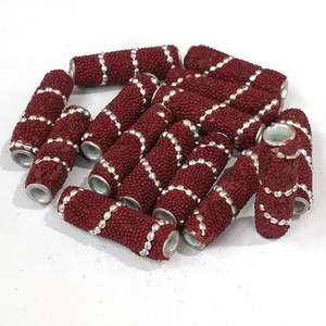 Perles de verre soufflé vintage indiennes en cristal vénitien, forme ovale, taille personnalisée, motif chevron kashmiri pour la fabrication de bijoux - Product Image 6