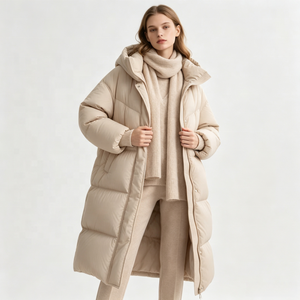 OEM <strong>Women's</strong> <strong>Puffer</strong> <strong>Jackets</strong> for Down Parka Custom ODM Silver Navy <strong>Long</strong> Hooded Winter Outdoor Fashion Warm Thick Quilted Coats - Product Image 5