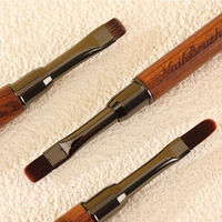Ensemble de stylos de manucure d'art d'ongle professionnel brosse à ongles acrylique Gel plat de luxe avec manche en bois pour les techniciens professionnels des ongles