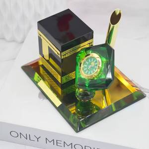 Reloj de Cristal con Forma de Kaaba, de Lujo, Musulmán, con Batería, Portaplumas, Recuerdo, Decoración de Escritorio para Oficina - Product Image 1