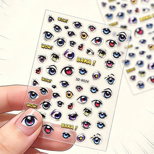 Autocollants pour ongles 5D en relief, yeux d'anime, yeux de <span class=keywords><strong>manga</strong></span>, lettres, autocollants pour ongles, adhésifs, kawaii, DIY, décorations pour ongles - Product Image 1