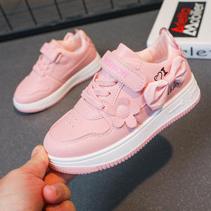Pembe beyaz şerit yay spor ayakkabı kız bahar sonbahar stilleri çocuk öğrenciler hafif rahat düşük üst düz ayakkabı - Product Image 4