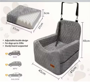 Hondenautostoel Custom Classic Fleece met hoogwaardig schuim, nieuw rechthoekig design, effen patroon, afneembare reisstoel - Product Image 4